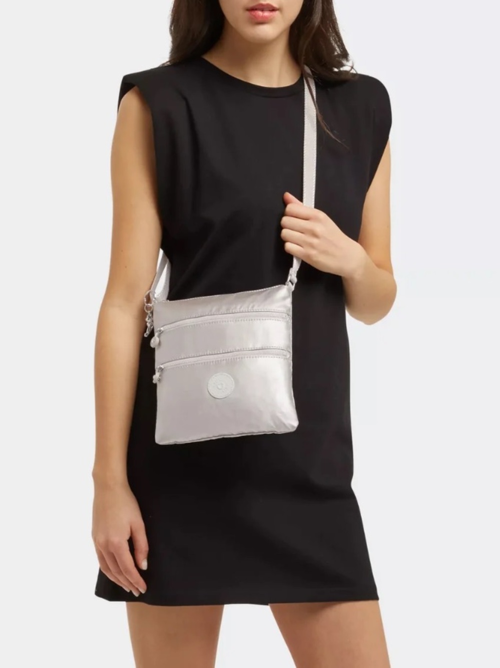 Kipling Keiko Platinum Metallic Crossbody Bag NWT
